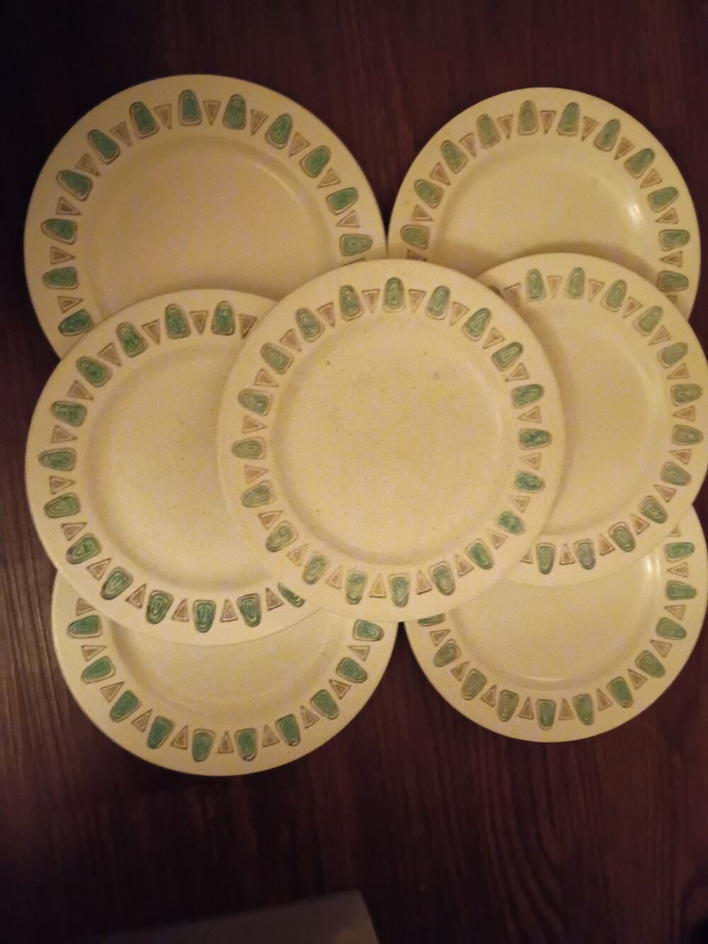 Set of 7 Metlox Poppytrail NAVAJO 6.6" Salad Dessert Plates Vintage California
